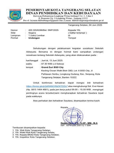Contoh-Contoh Surat Undangan Adiwiyata