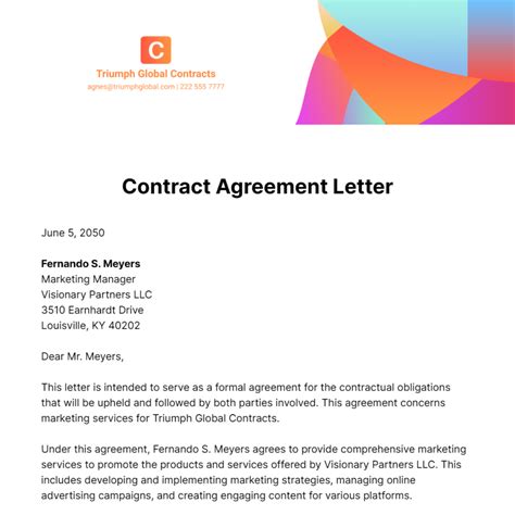 Contract Agreement Letter Template