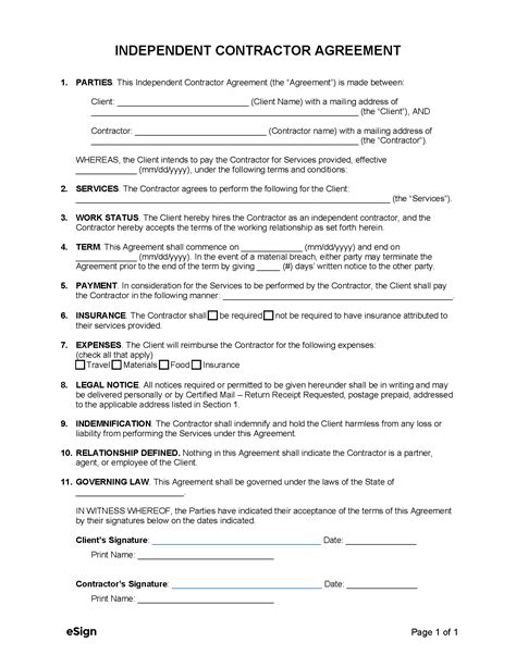Contract Template For Independent Contractor