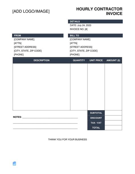 Contractor Invoice Template Word Free