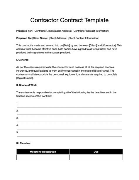 Contractor Templates Free