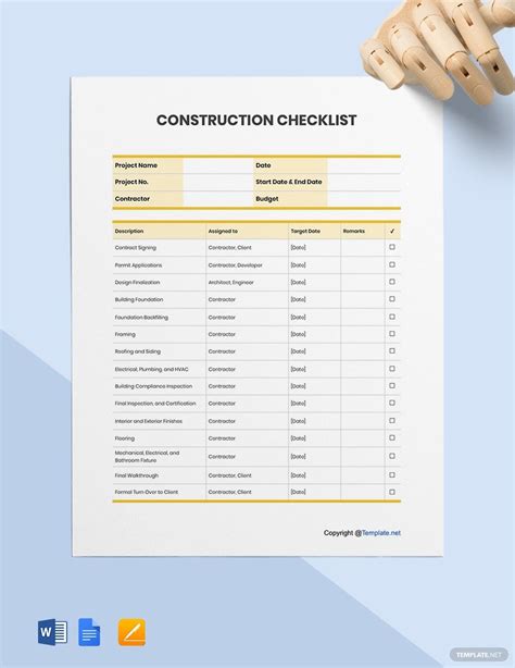 Contractors Checklist Template