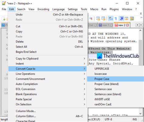 Convert Case to Menu in Notepad++
