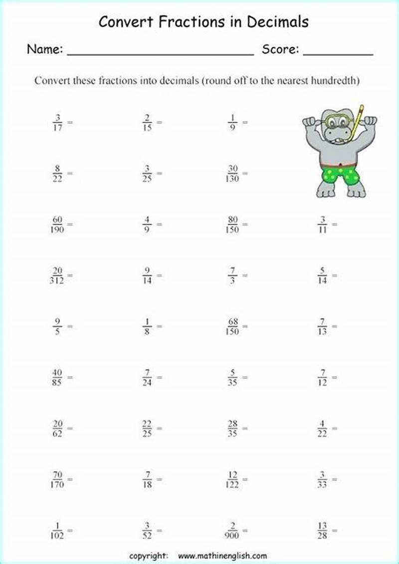 Convert Repeating Decimal To Fraction Coloring Worksheet