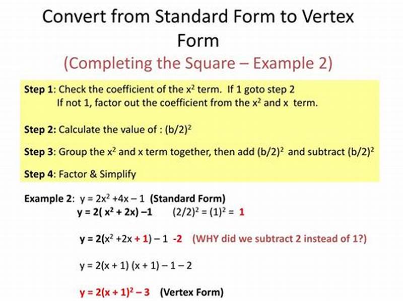Convert Standard Form To Vertex Form Worksheet
