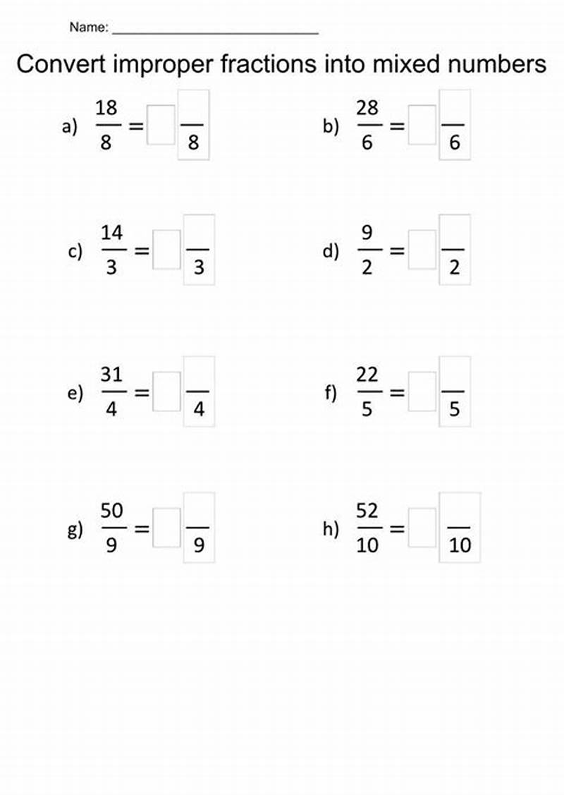 Converting Improper Fractions To Mixed Numbers Coloring Worksheet