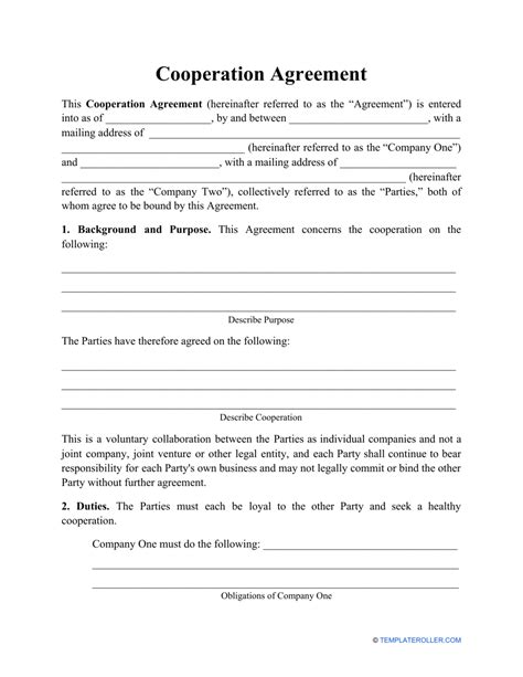 Cooperation Agreement Template