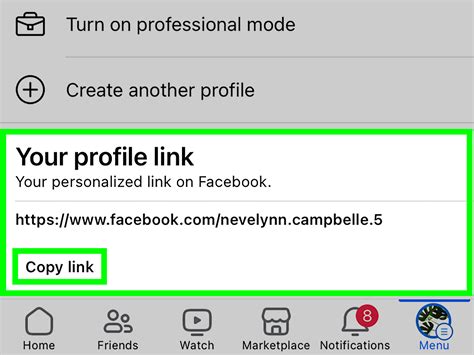 Copy Profile URL