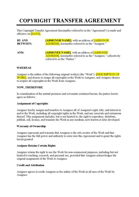 Copyright Transfer Agreement Template
