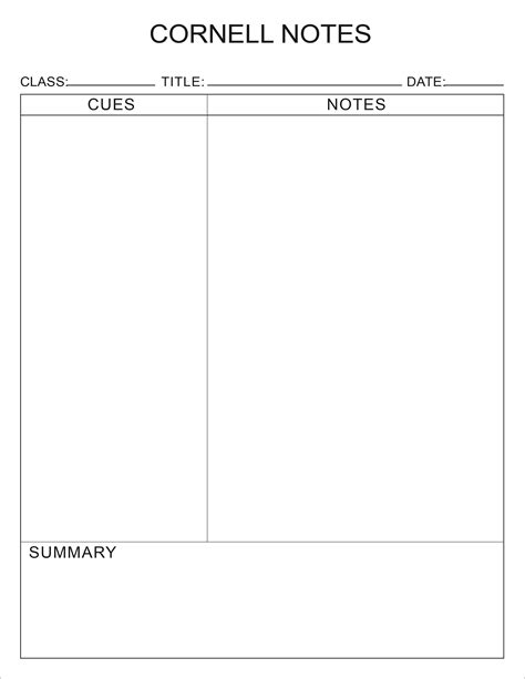 Cornell Note Template