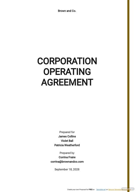 Corporation Operating Agreement Template