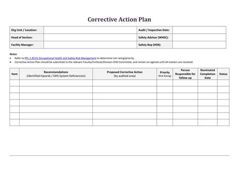 Corrective Action Plan Templates
