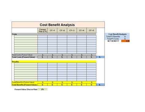 Cost Benefit Excel Template