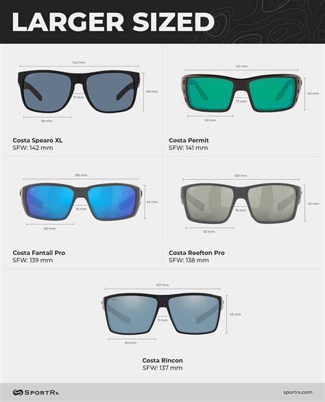 Costa Sunglasses Size Chart