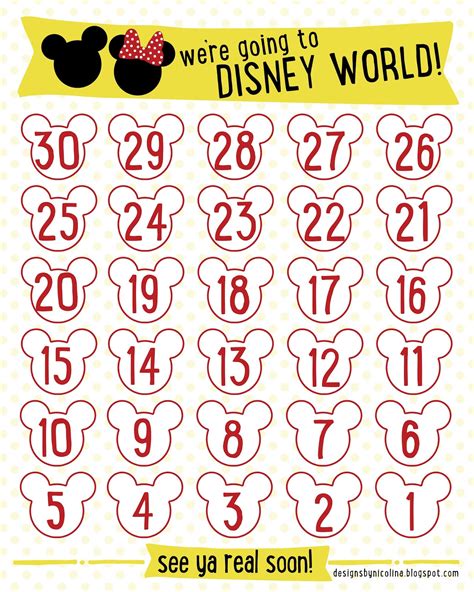 Countdown 80 Days To Disney Calendar Printable