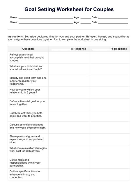 Couple Goal Setting Template