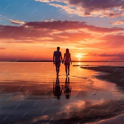 Couple walking on beach