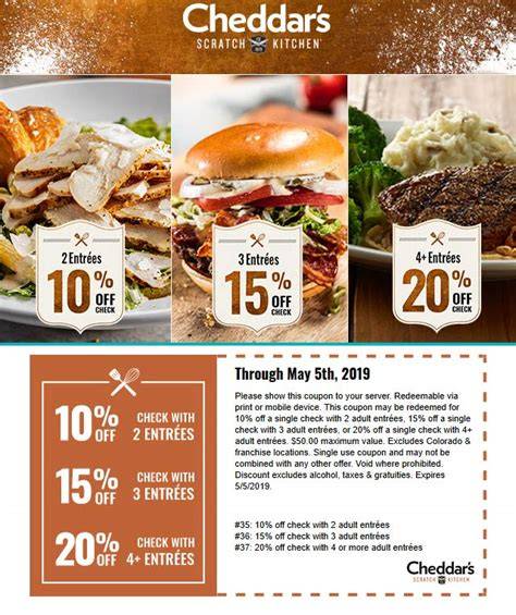 Coupons For Cheddars Restaurant Printable