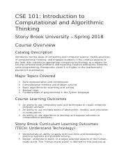 Course Catalog Stony Brook Spring 2018