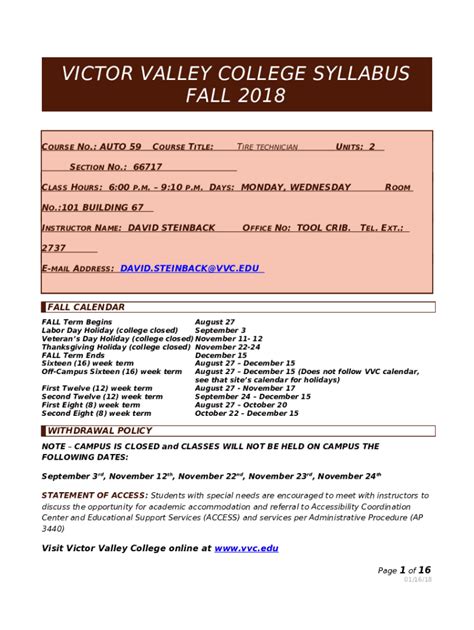 Course Catalog Vvc