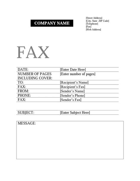 Cover Fax Letter Template