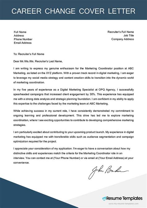 Cover Letter Examples For Career Change