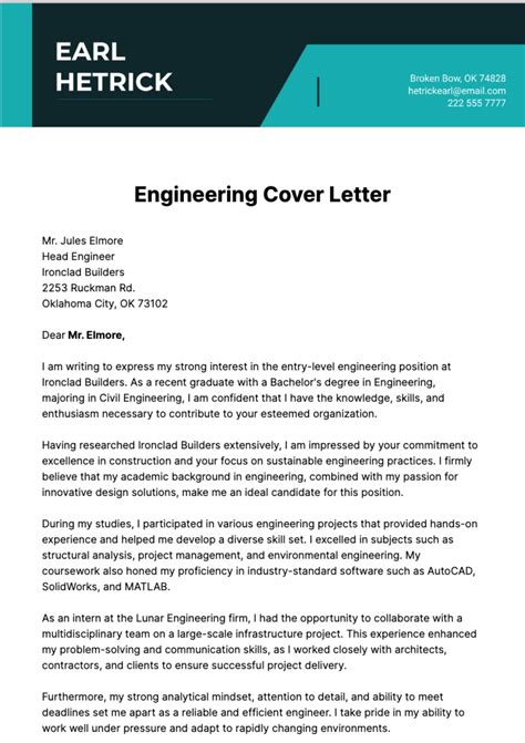 Cover Letter Template Engineering