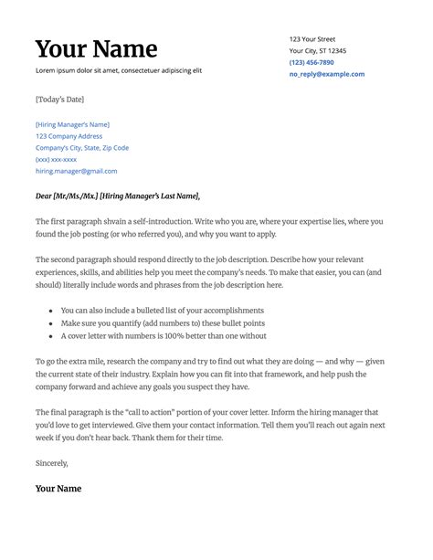 Cover Letter Template Google Drive