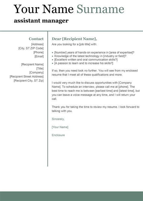 Cover Letter Template In Word