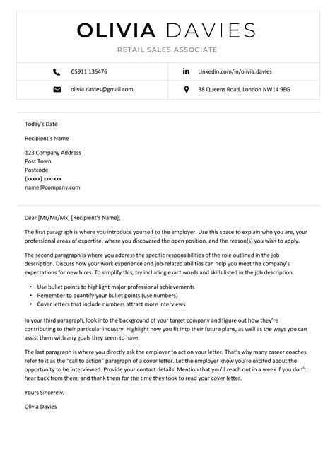 Cover Letter Template Out Of Work For A While