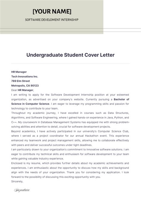 Cover Letter Template Student