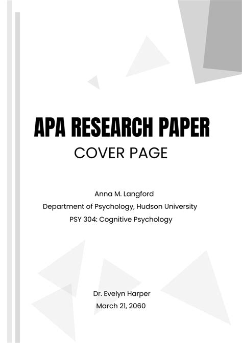 Cover Page For Research Paper Template