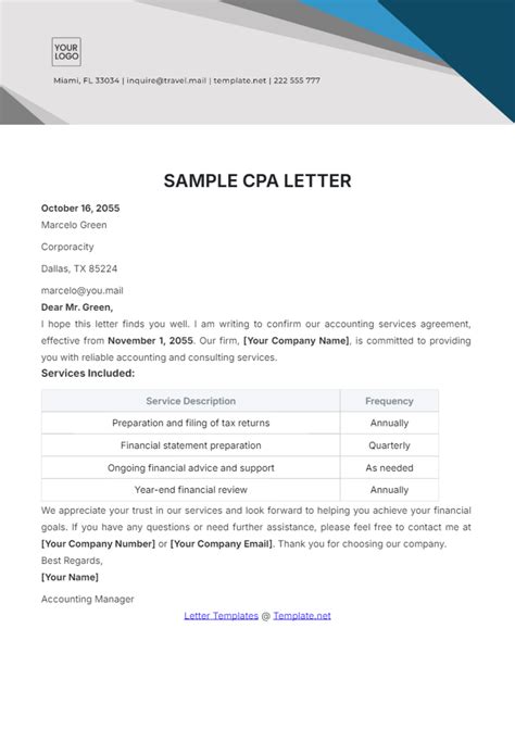 Cpa Letter Template