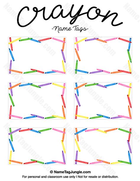 Crayon Name Tags Printable