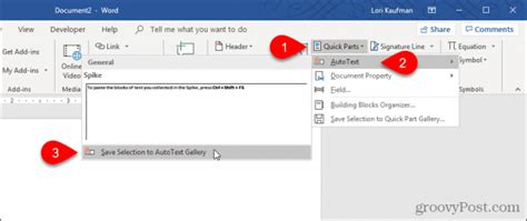 Create AutoText in word Alt+F3