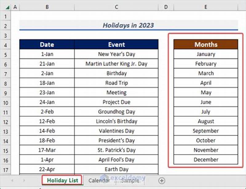 Create Event Calendar In Excel