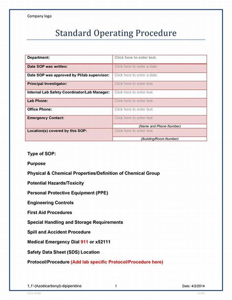 Create Standard Operating Procedure Template