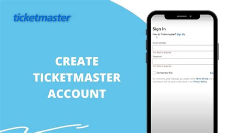 Creating an account on Ticketmaster