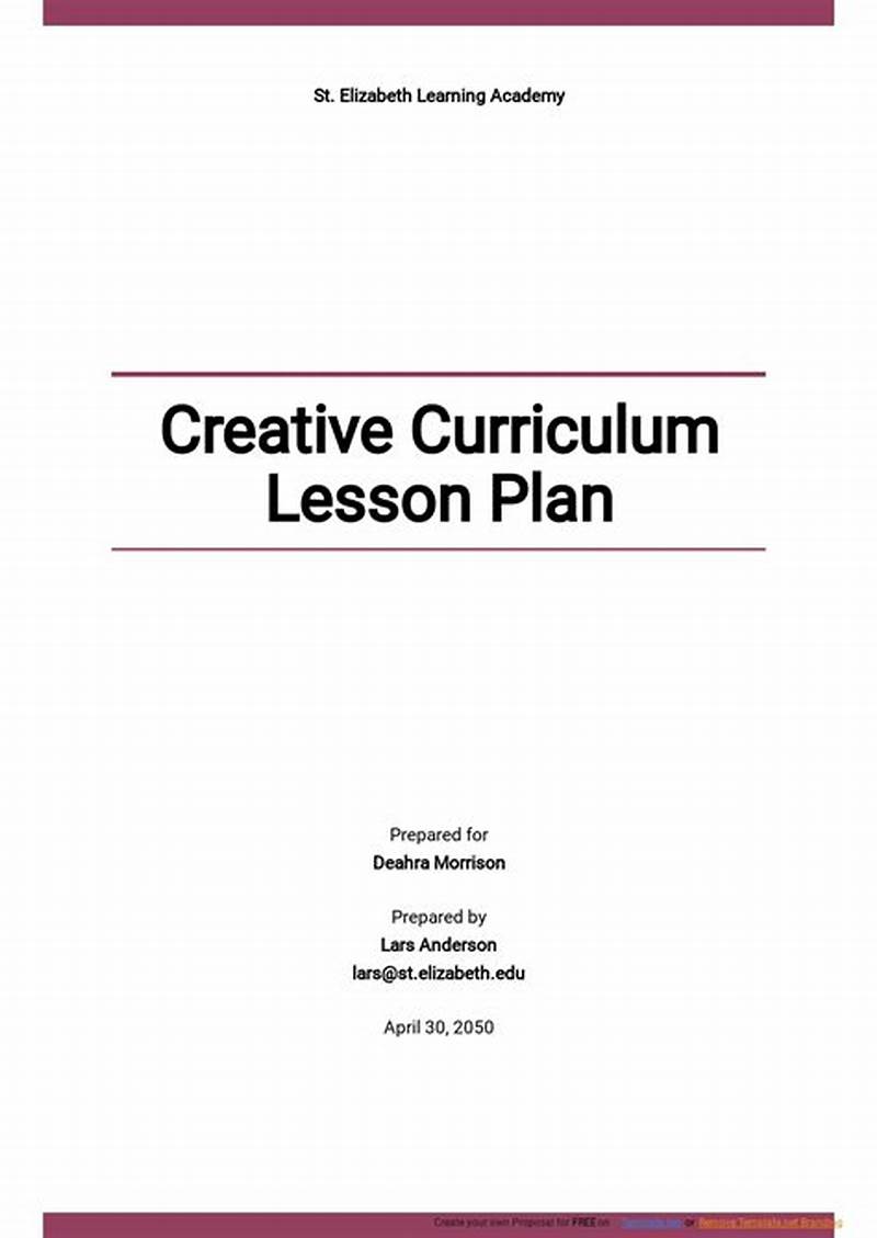 Creative Curriculum Lesson Plan Form