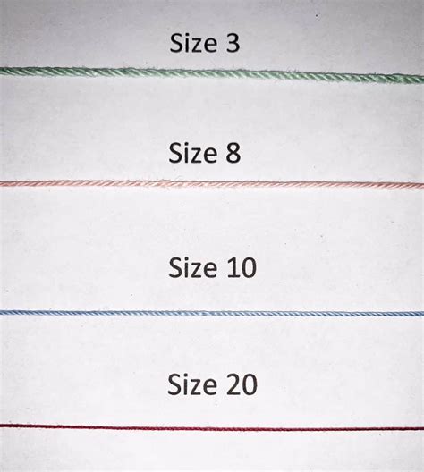 Crochet Thread Size Chart