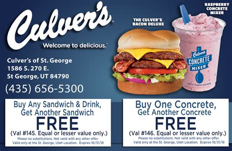 Culvers Coupons Buy One Get One Free Printable