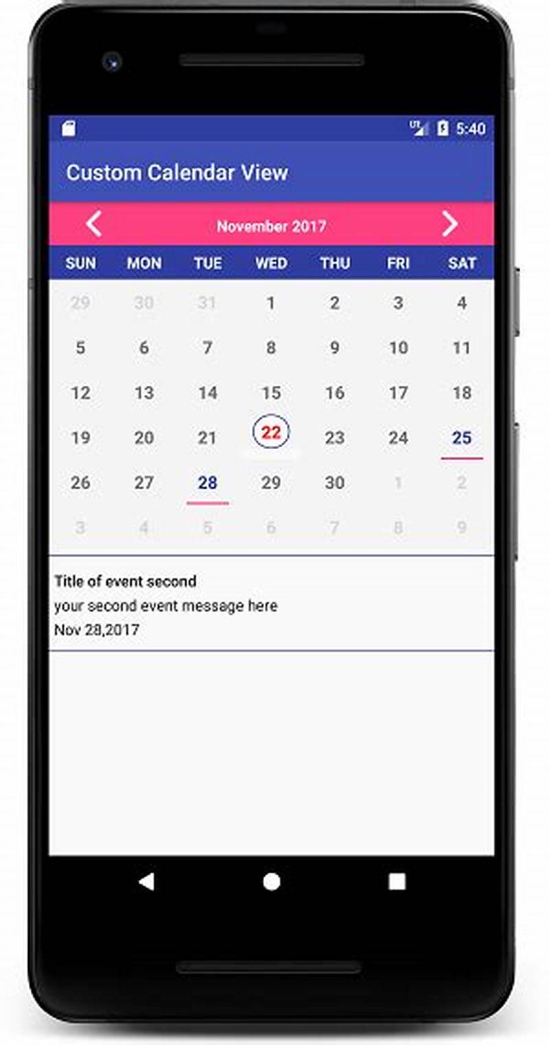 Custom Calendar With Events In Android Github
