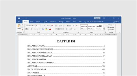 Custom Daftar Isi