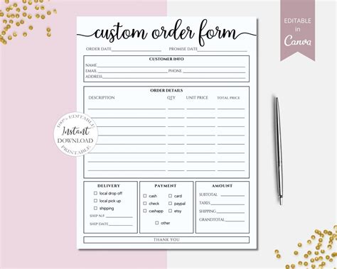 Custom Order Template