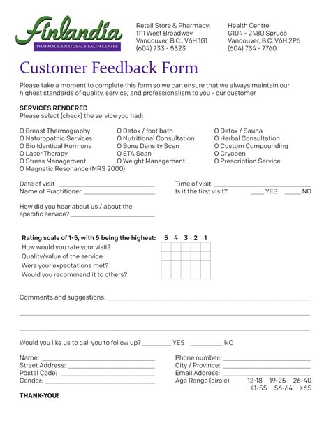 Customer Feedback Form Template