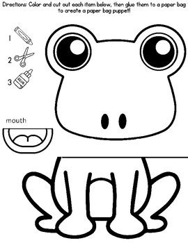 Cut And Paste Printable Paper Bag Frog Puppet