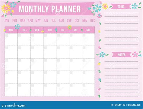 Cute Monthly Planner Template