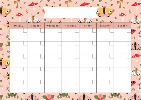 Cute Monthly Printable Calendar