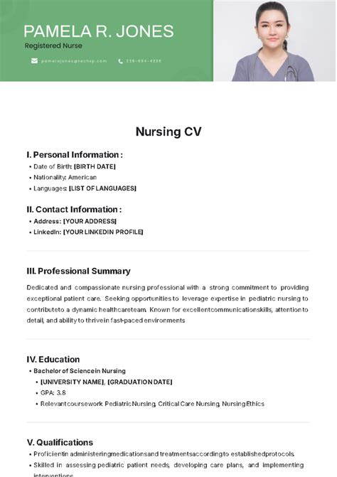 Cv Template For Nursing