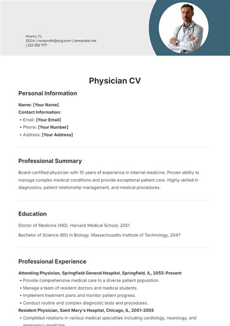Cv Template For Physicians